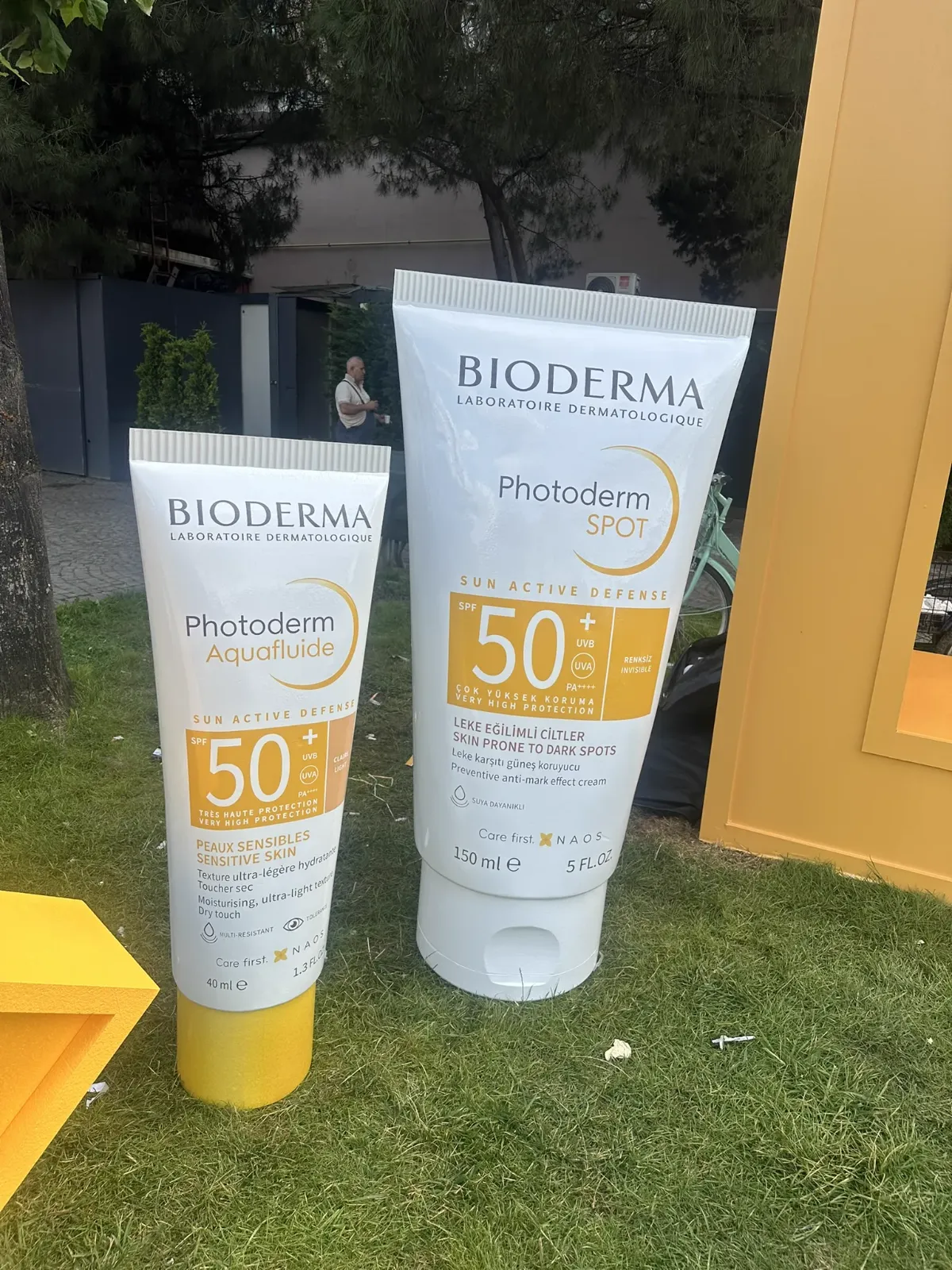 Large-scale Bioderma Photoderm sunscreen product dummy