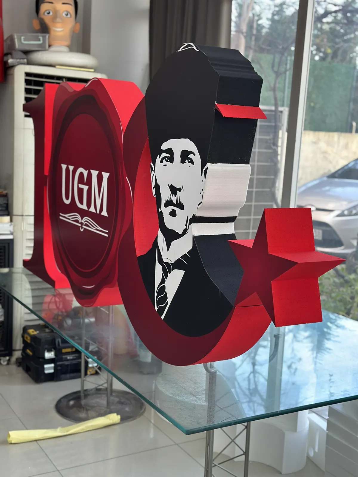 Atatürk ve Türk bayrağı temalı özel dekoratif obje